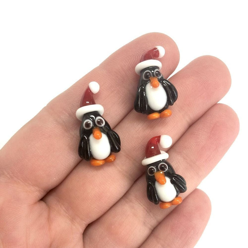 Hand Made Murano Glass Christmas Penguin Charm