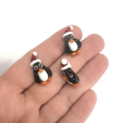 Hand Made Murano Glass Christmas Penguin Charm