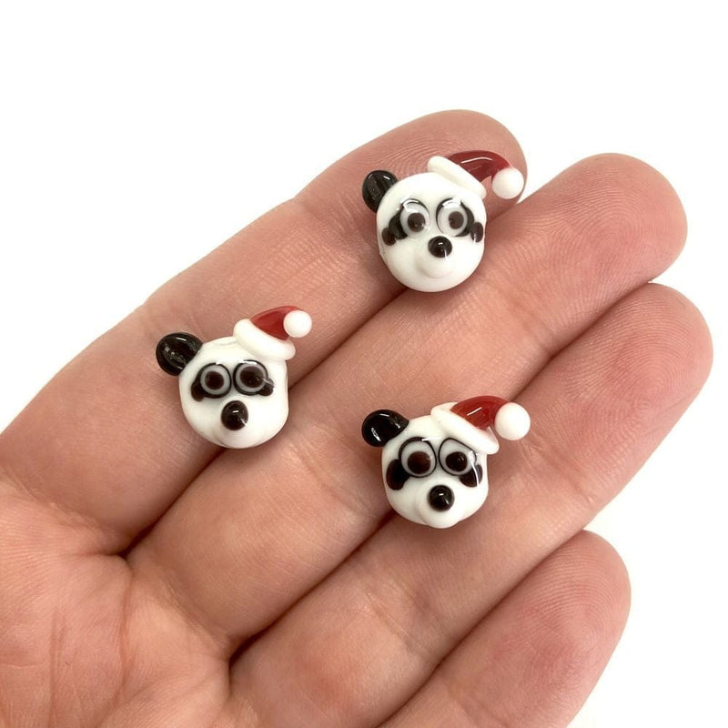 Charm Panda de Noël en verre de Murano fait à la main
