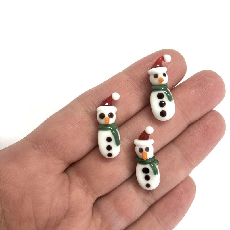 Charme de bonhomme de neige de Noël en verre de Murano fait à la main