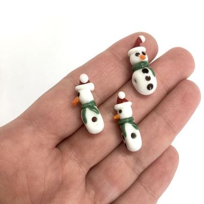 Hand Made Murano Glass Xmas Snowman Charm