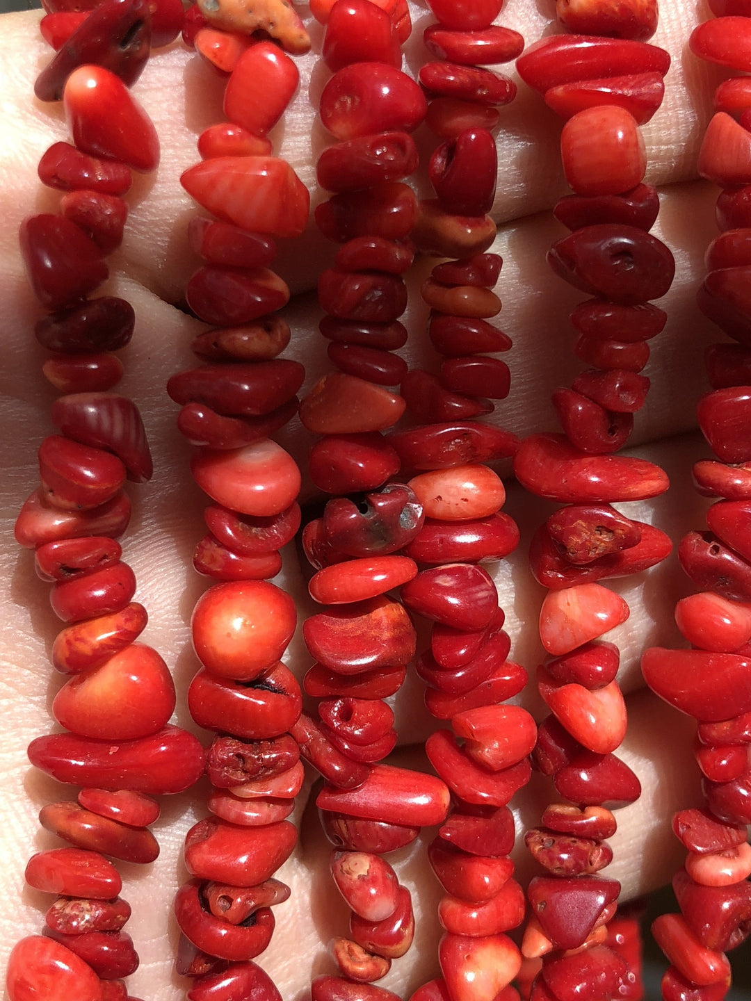 90 cm Strand Natural Coral Chips, Long strand 36&