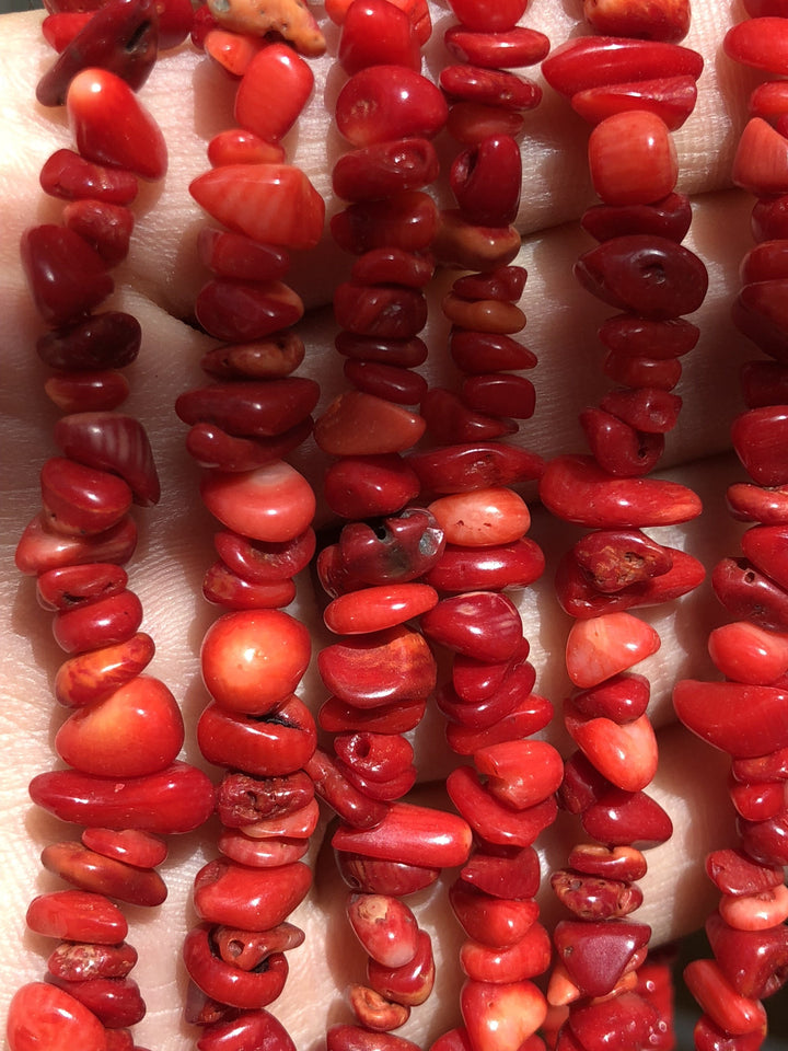 90 cm Strand Natural Coral Chips, Long strand 36&