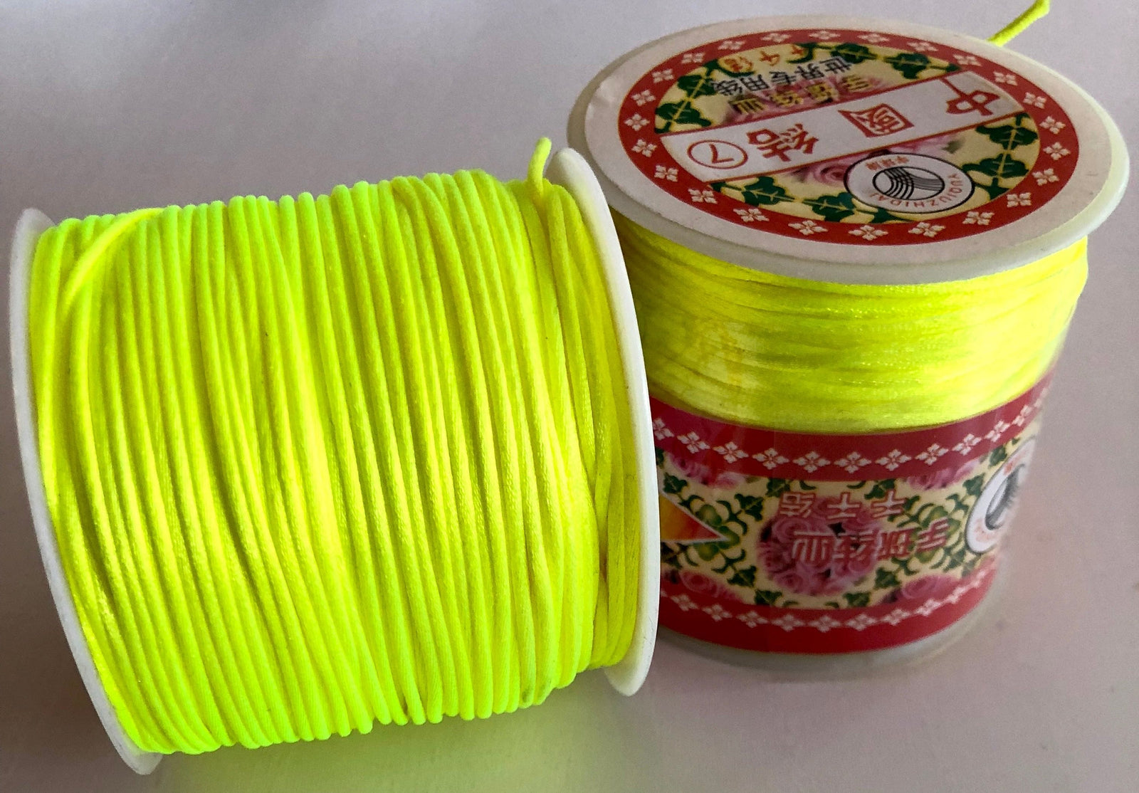 Neon Yellow Rattail Cord, Kumihimo Cord, Satin Silk Cord, Satin Nylon Cord, Macrame Knotting DIY, Beading String, Thread Cording, 1.5mm