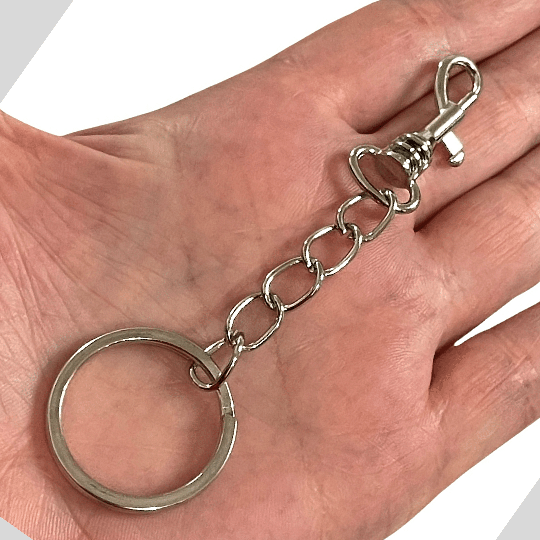 Rhodium Plated Keyring&amp;Keychains with Large Swivel Clasp