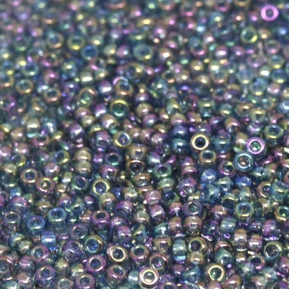Miyuki Seed Beads 11/0 Transparent Blue Grey Rainbow Gold Luster, 2444-NEW!!!