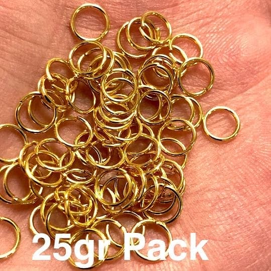 24Kt Gold Plated Jump Rings, 6mm, 24 Kt Gold Plated Open Jump Rings