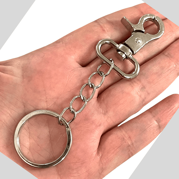 Rhodium Plated Keyring&amp;Keychains with Large Swivel Clasp