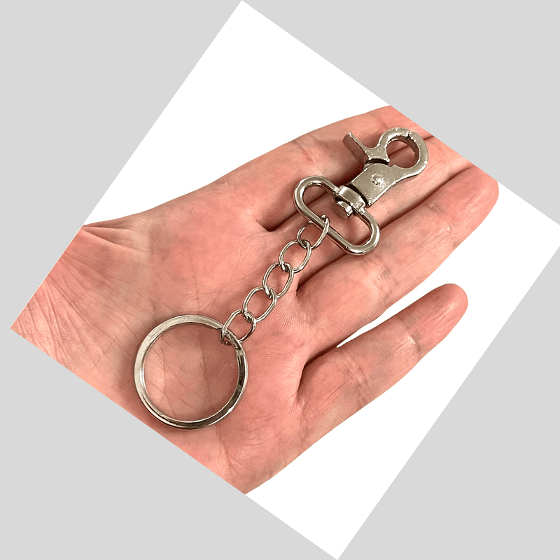 Rhodium Plated Keyring&Keychains with Large Swivel Clasp