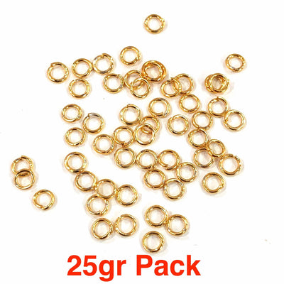 24Kt Gold Plated Jump Rings, 4mm, 24 Kt Gold Plated Open Jump Rings