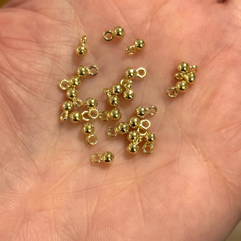 24Kt Shiny Gold Plated 3mm Spacer Balls With Loop, 25 pcs in a pack