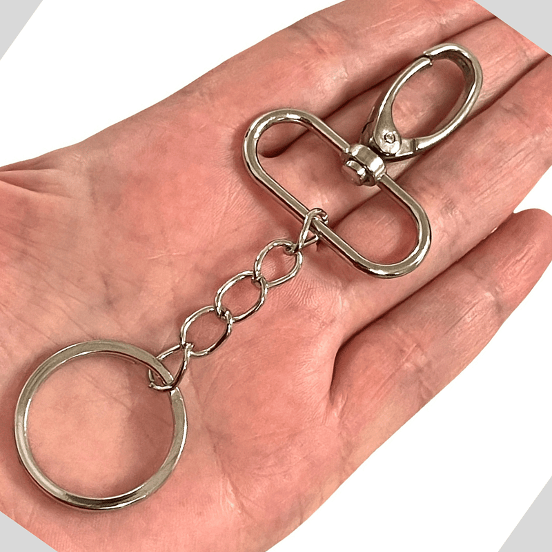 Rhodium Plated Keyring&Keychains with Large Swivel Clasp