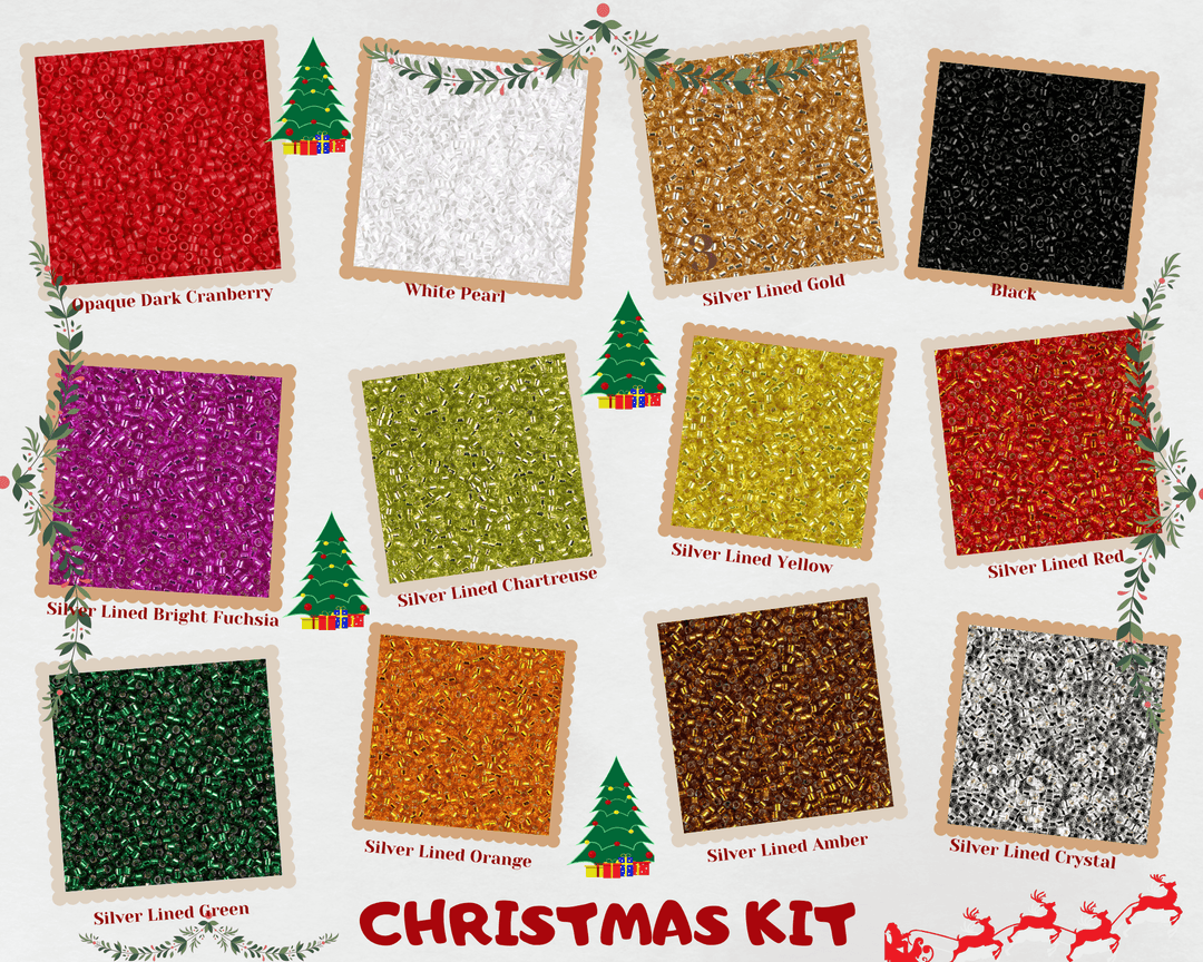 XMAS-Special- Miyuki Delica Starter Kit 12 Colors 36 gr, Plastic Miyuki Bead Container Storage Box 12 Compartments