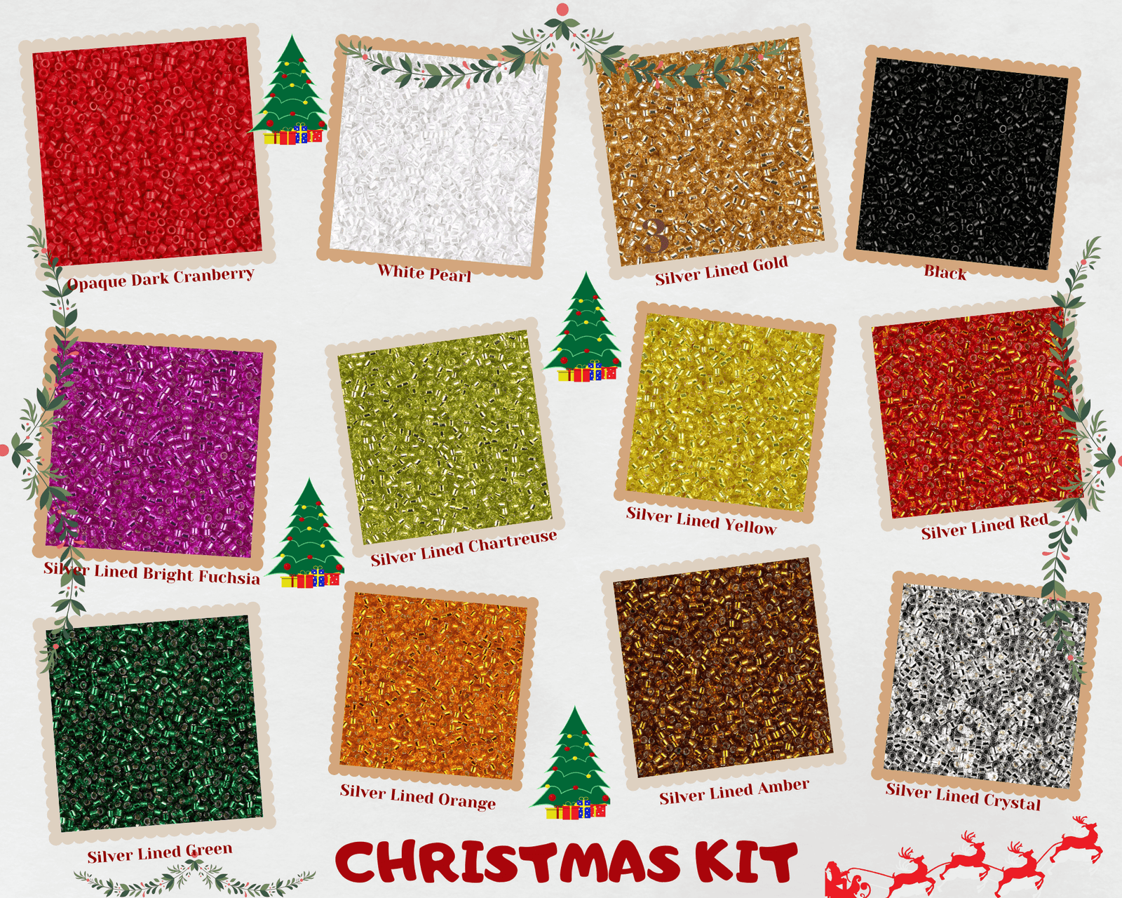 XMAS-Special- Miyuki Delica Starter Kit 12 Colors 36 gr, Plastic Miyuki Bead Container Storage Box 12 Compartments