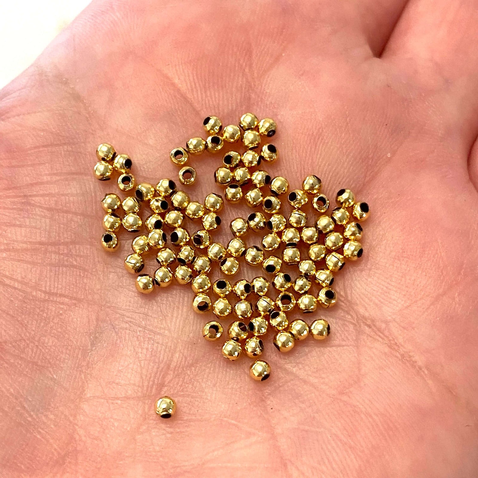 24Kt Shiny Gold Plated 2mm Spacer Balls, 500 pieces in a pack,