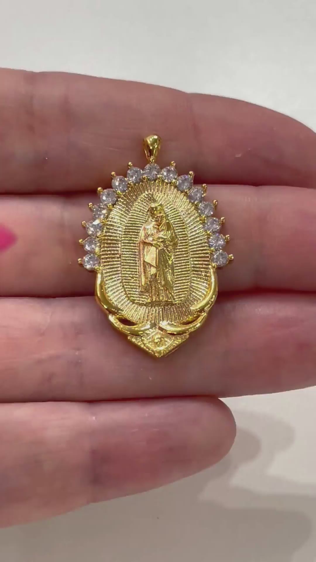 24Kt Gold Plated Stunning Cubic Zirconia Virgin Mary Pendant