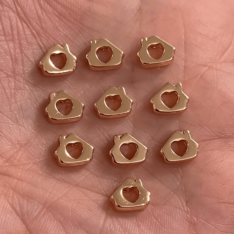 Rose Gold Plated Love Home Spacer Charms, 10 pcs in a pack