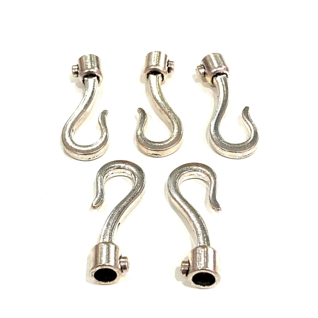 Silver Fishing Hook Charms, 35 mm Silver Fishing Hook Clasps 5 pcs in a pack