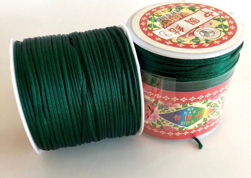 Emerald Rattail Cord, Kumihimo Cord, Satin Silk Cord, Satin Nylon Cord, Macrame Knotting DIY, Beading String,  Thread Cording, 1.5mm