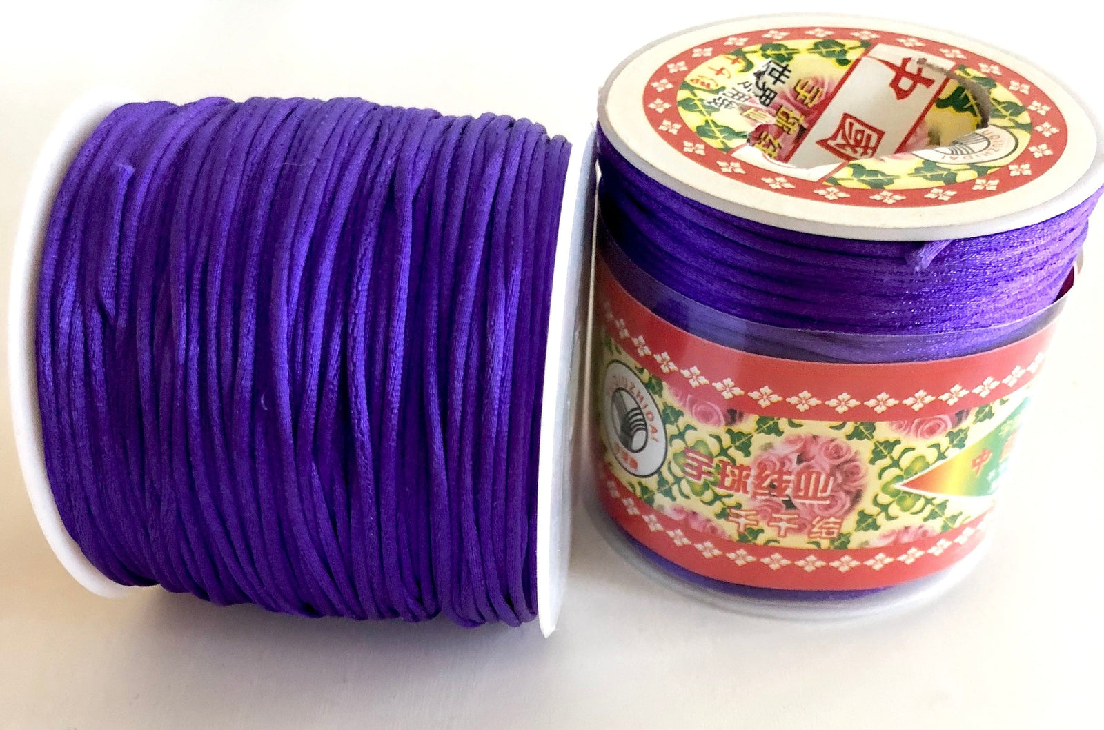 Purple Rattail Cord, Kumihimo Cord, Satin Silk Cord, Satin Nylon Cord, Macrame Knotting DIY, Beading String, Thread Cording, 1.5mm