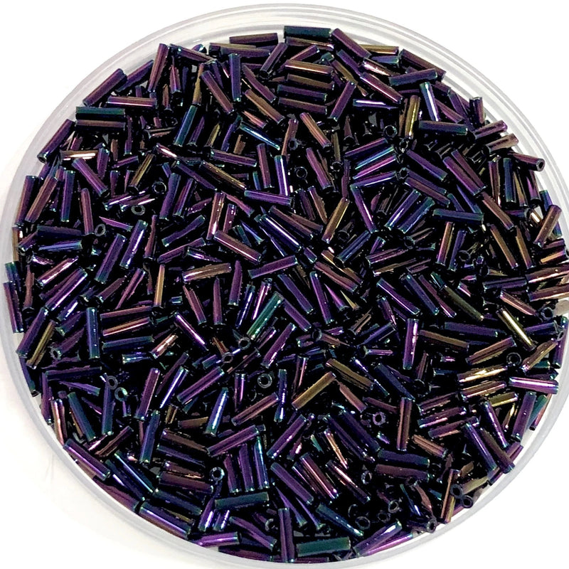Miyuki Bugles size 6mm 0454 Metallic Purple Iris, Purple bugles 6mm,