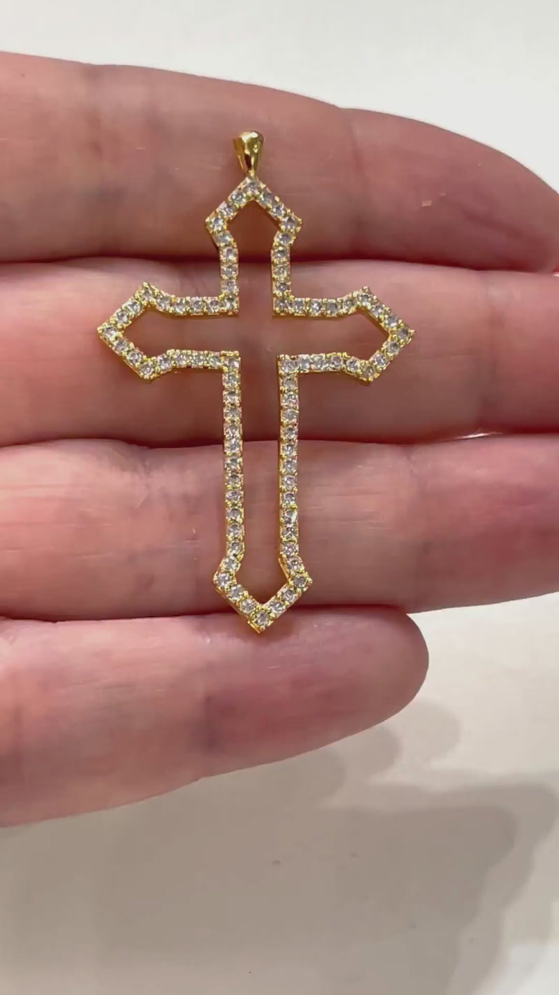 24Kt Gold Plated Stunning Cubic Zirconia Cross Crucifix Pendant