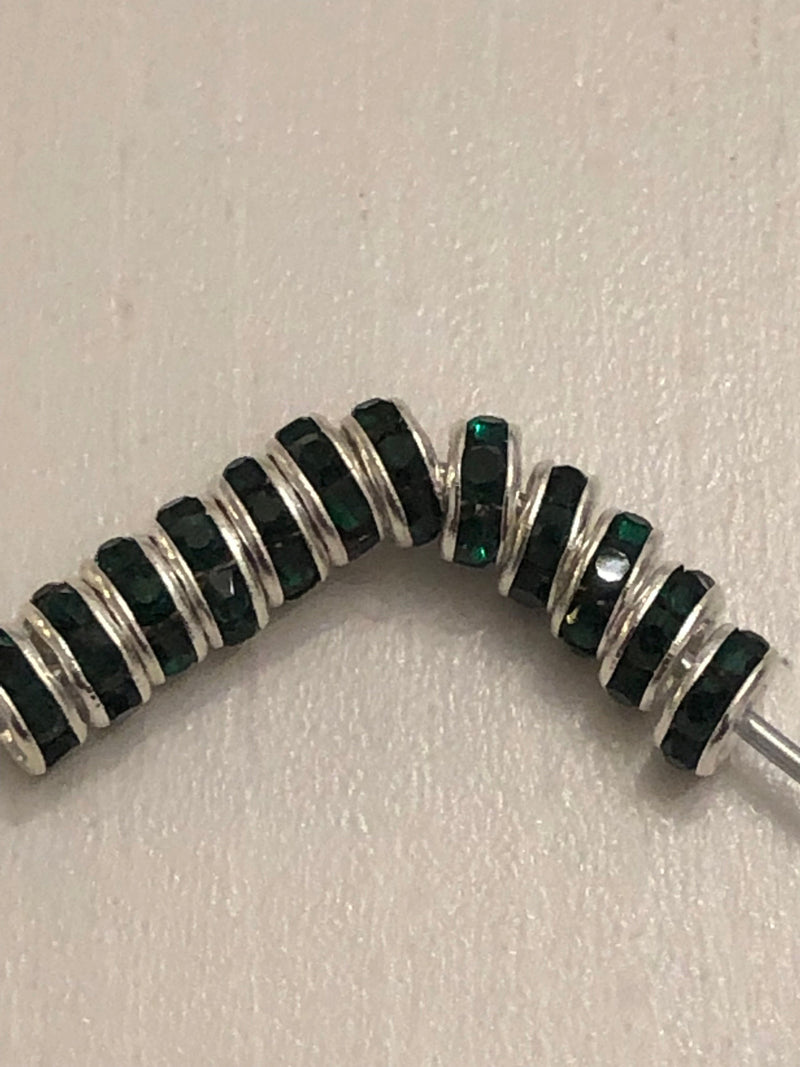 Rondelle Spacer Beads, Silber und Strass Bead Spacer Rondelles