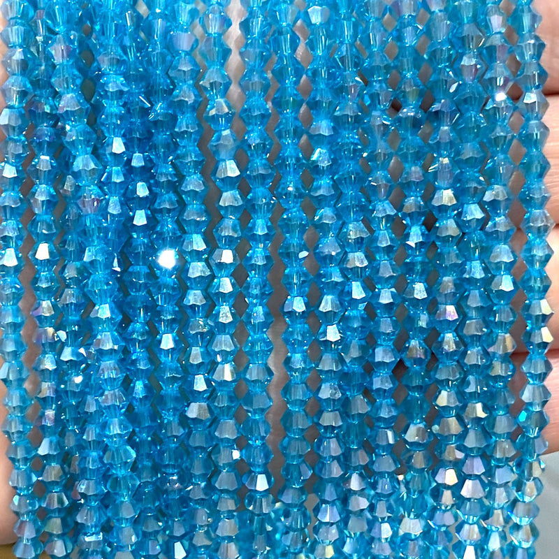 4mm Crystal faceted bicone - 110 pcs -4 mm - full strand - PBC4B4,Crystal Bicone Beads, Crystal Beads, glass beads, beads £1.5