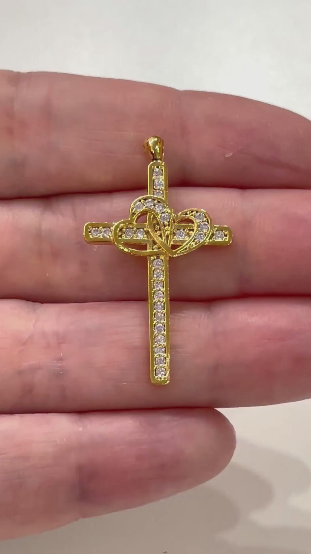 24Kt Gold Plated Stunning Cubic Zirconia Cross Crucifix Pendant