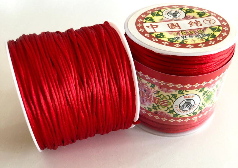 Red Rattail Cord, Kumihimo Cord, Satin Silk Cord, Satin Nylon Cord, Macrame Knotting DIY, Beading String,  Thread Cording, 1.5mm