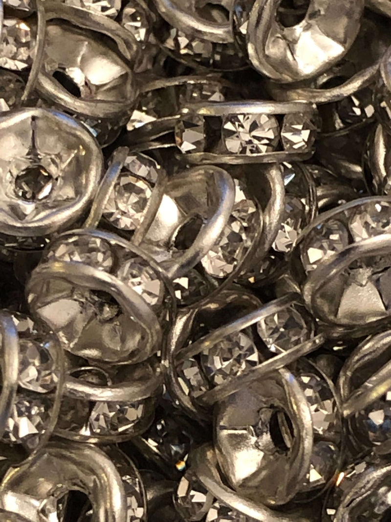 Perles intercalaires Rondelle 6mm, Argent et Strass Bead Spacer Rondelles