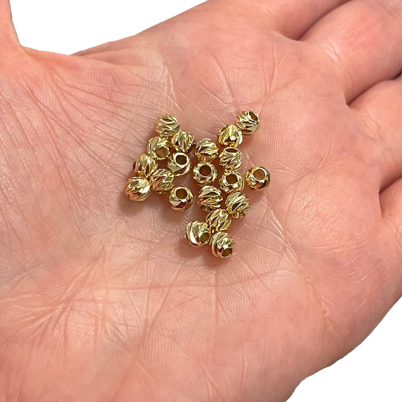 24Kt Gold Plated Laser Cut 5mm Spacer Beads, 24Kt Gold Plated 5mm Dorica Spacer Beads, 20 beads in a pack