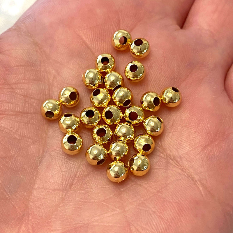 24Kt Shiny Gold Plated 5mm Spacer Balls, 100 pieces in a pack,