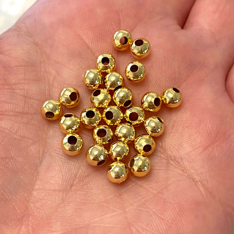 24 Karat glänzend vergoldete 5 mm Distanzkugeln, 25 Stück in einer Packung,