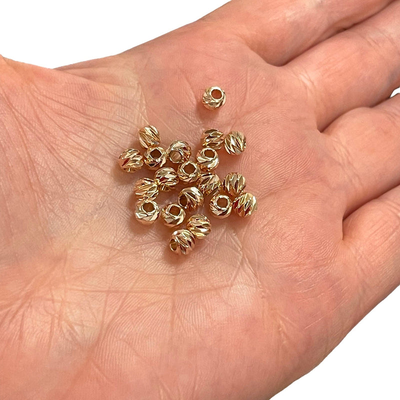 Rose Gold Plated Laser Cut 5mm Spacer Beads, Rose Gold Plated 5mm Dorica Spacer Beads, 20 beads in a pack
