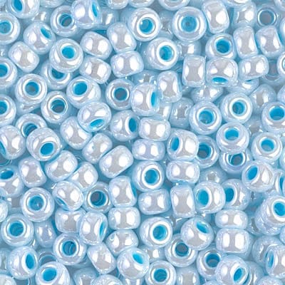 Miyuki Seed Beads 6/0 Aqua Lined White Pearl, 0430