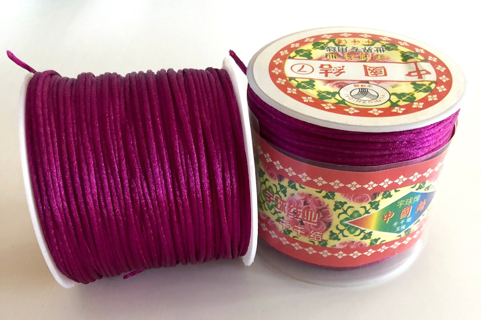 Raspberry Rattail Cord, Kumihimo Cord, Satin Silk Cord, Satin Nylon Cord, Macrame Knotting DIY, Beading String, Thread Cording, 1.5mm