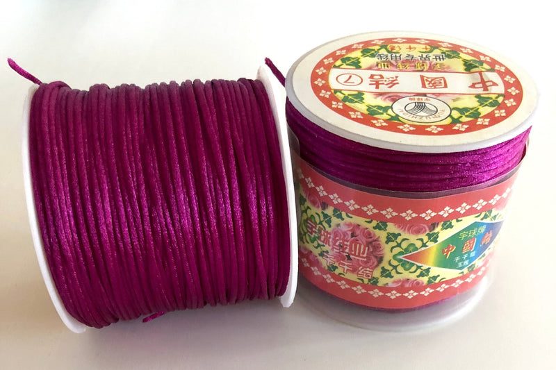 Raspberry Rattail Cord, Kumihimo Cord, Satin Silk Cord, Satin Nylon Cord, Macrame Knotting DIY, Beading String,  Thread Cording, 1.5mm
