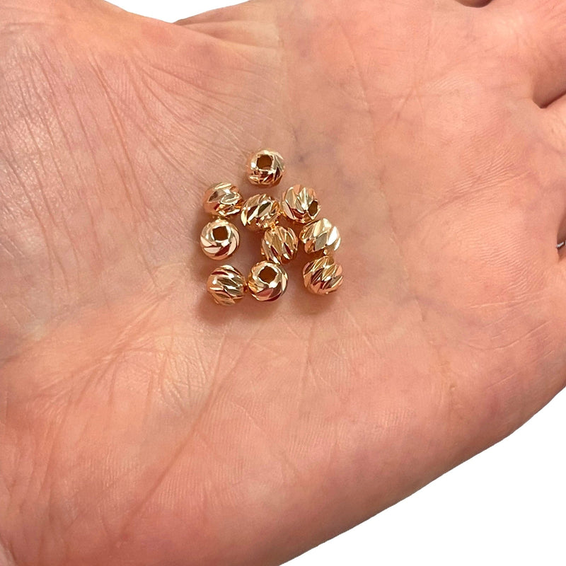 Rose Gold Plated Laser Cut 6mm Spacer Beads, Rose Gold Plated 6mm Dorica Spacer Beads, 10 beads in a pack