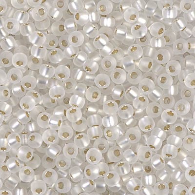 Miyuki Seed Beads 6/0 Matte Silver Lined Crystal, 0001F