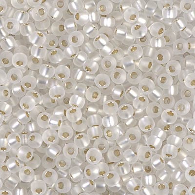 Miyuki Seed Beads 6/0 Matte Silver Lined Crystal, 0001F
