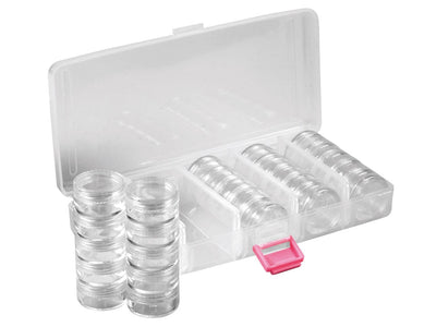 Bead Container, Set Of 25 Bead Storage Stack Jars In A Clear Box