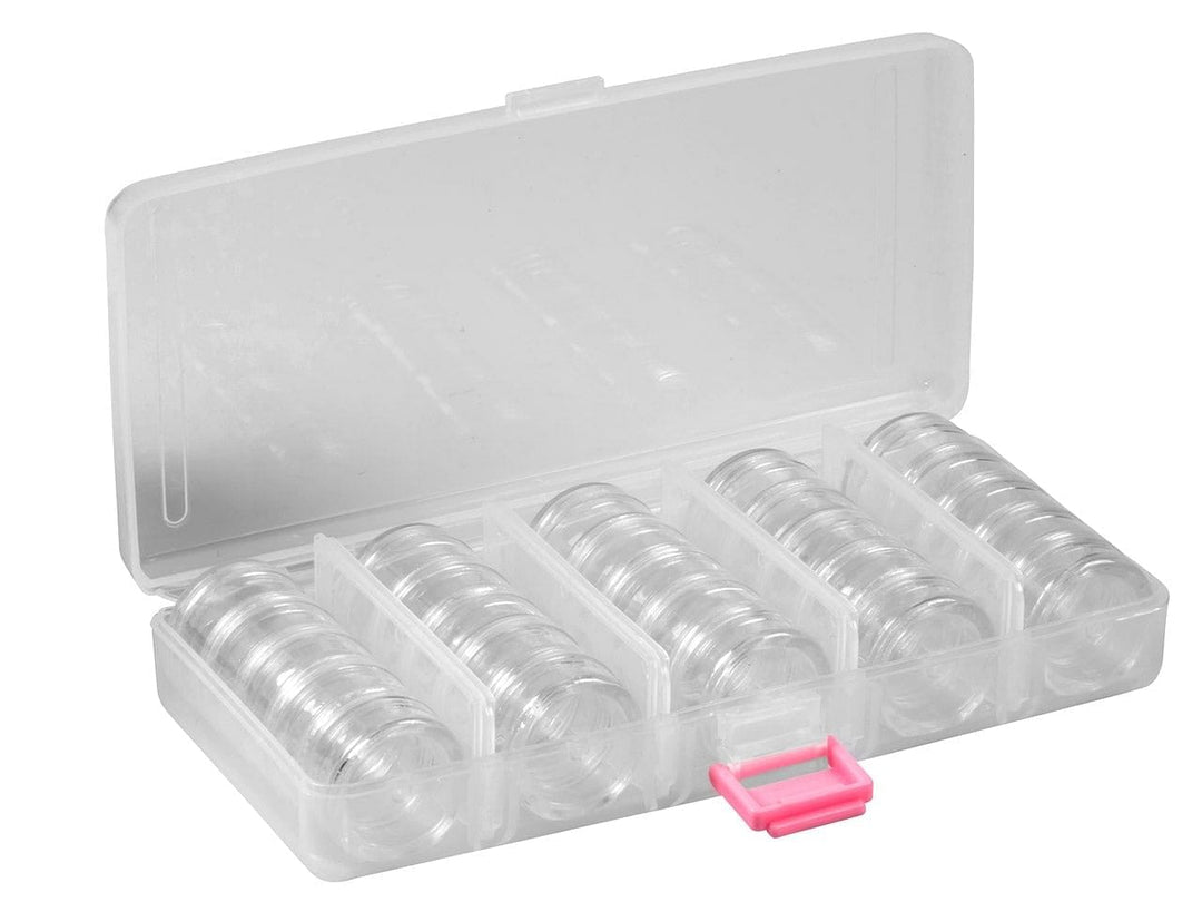 Bead Container, Set Of 25 Bead Storage Stack Jars In A Clear Box