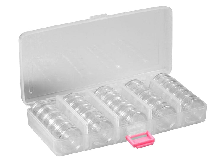 Bead Container, Set Of 25 Bead Storage Stack Jars In A Clear Box