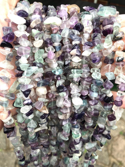 90 cm Strand Natural Freeform Fluorite Chips, Long strand 36''