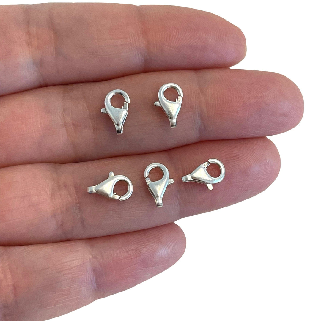 Sterling Silver Lobster Clasps, 9x5mm 925 Sterling Silver Clasps, 3 pcs in a pack