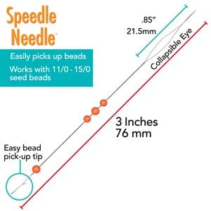 Speedle Needle 76mm, 2 Needles Per Card,Strings Beads Fast, NEW!!!