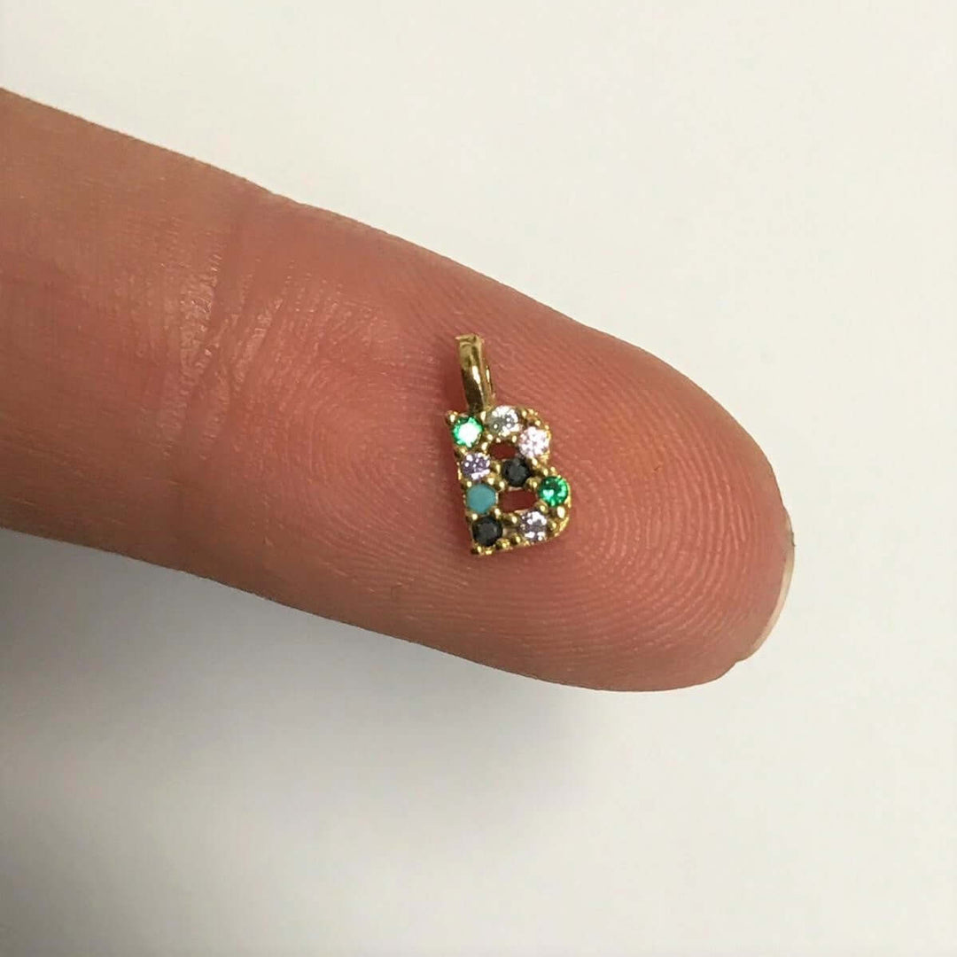 24Kt Gold Plated Brass Multicolor Micro Pave Initial Charms