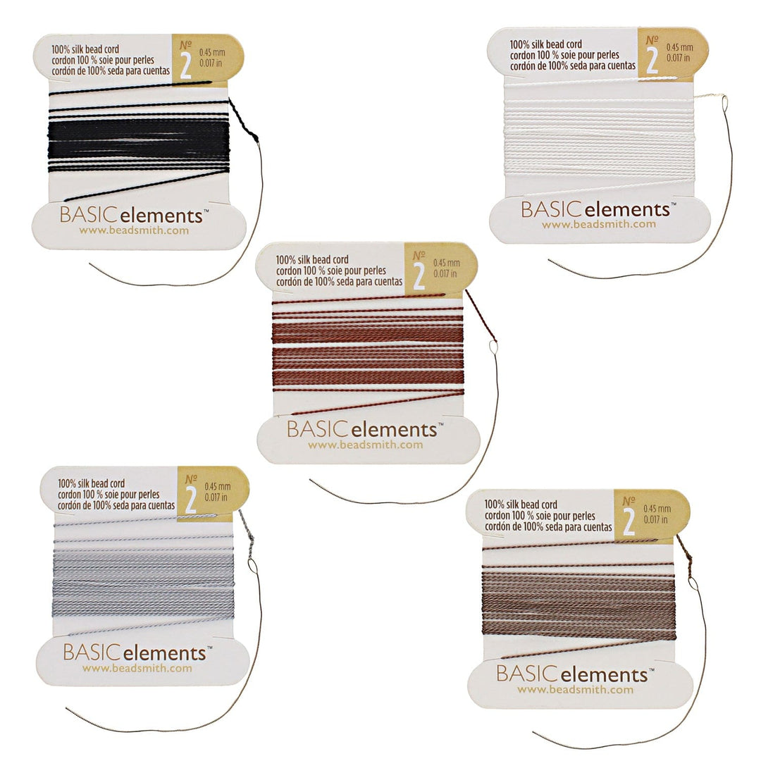 Silk Thread, 100% Silk Bead Cord With Needle,5X2 Meter Multi Color Pack -CHSMX02