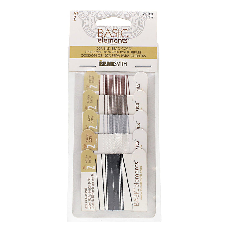 Silk Thread, 100% Silk Bead Cord With Needle,5X2 Meter Multi Color Pack -CHSMX02